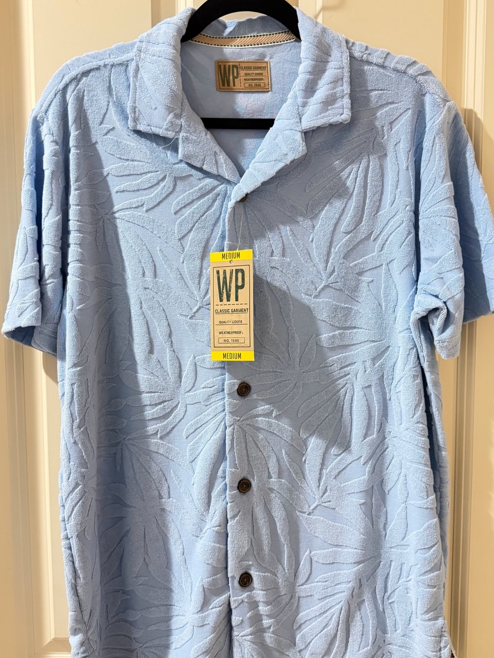Weatherproof Light Blue Textured Short-Sleeve Button-Down Shirt